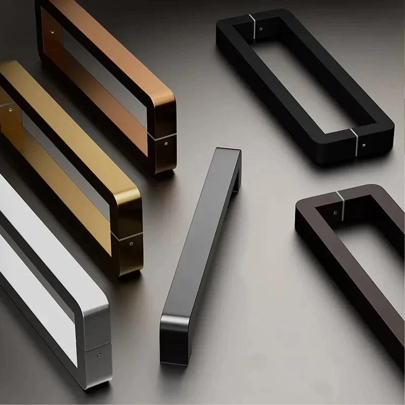 1 pár madla na skleněné dveře z nerezové oceli, čtvercové trubkové úchytky, kartáčované, zesílené, knoflíky na posuvné stodolové dveře, kuchyňské, koupelnové doplňky