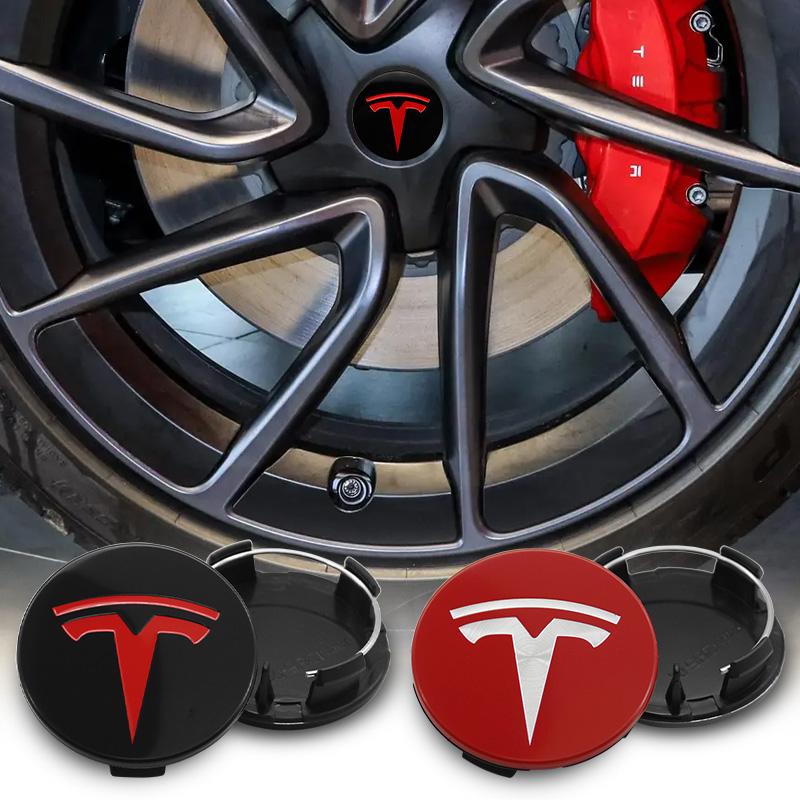 4Pcs/set 56mm Tesla Glossy Black Car Wheel Center Caps Logo Emblem For Tesla Model 3 Y S X Rims Hub Cover Caps Badge Accessories