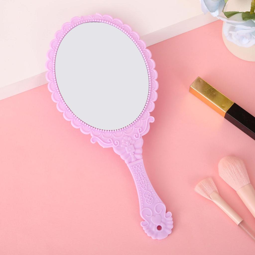 European-Style Irregular Shape Retro Handheld Makeup Mirror with Portable Handle