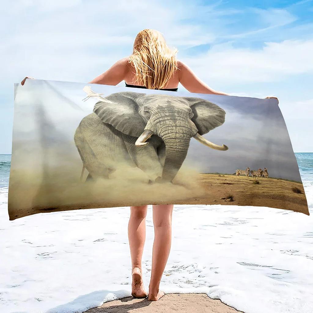 Elephant Beach Towels Quick Dry Microfiber Soft and Absorbent Bath Towel Outdoor Travel Oversized Beach Towel for Adults Kids