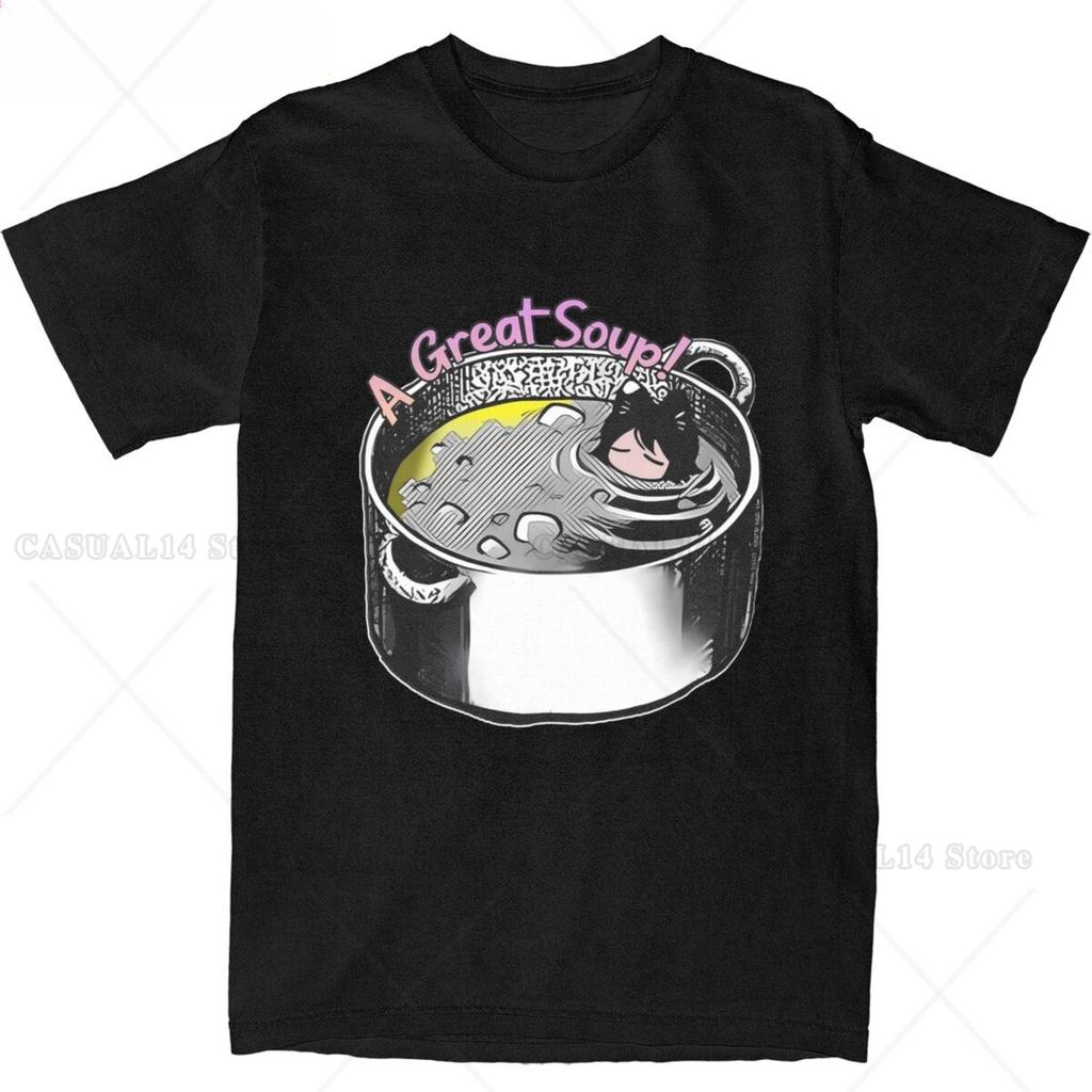 Harajuku Dungeon Meshi Katzenmädchen Suppe T-Shirt Herren Baumwolle Kurzarm Lecker im Dungeon Runde