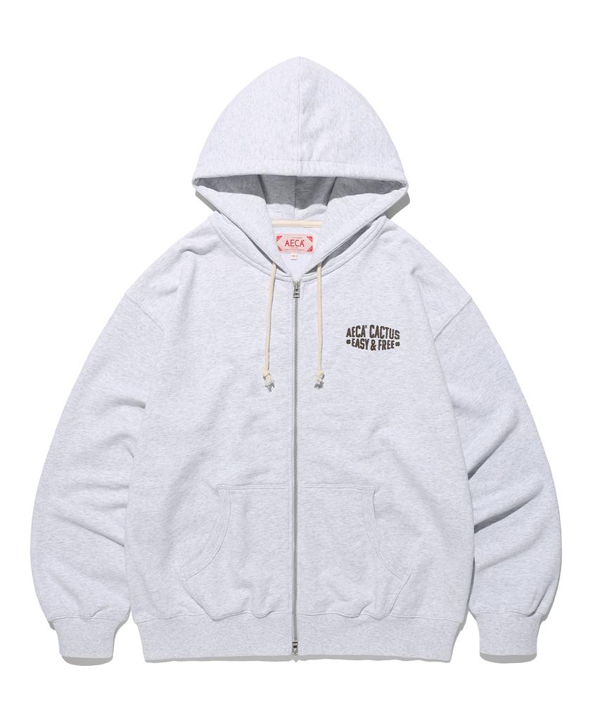 Aeca Aeca Cactus Zip Up Hoodie-Light Gray