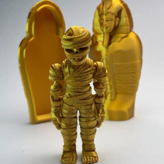 3D Printed Pharaoh Mummy Figurine Movable Joints Mummy Statue Articulated Sculpture Model Toy Home Office Desktop Decoration Ornament