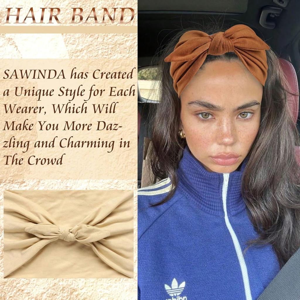 Women Bowknot Rabbit Ear Headband, Boho Style Extra Wide Cute Rabbit Ear Knotted Headband, Paisley Pattern Elastic Solid Bow Hair Accessories