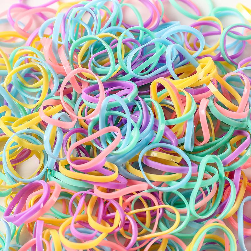500/1000pcs Colourful Disposable Rubber Band Elastic Hair Bands for Girls Children Ponytail Holder Bands Kids Hair Accessories