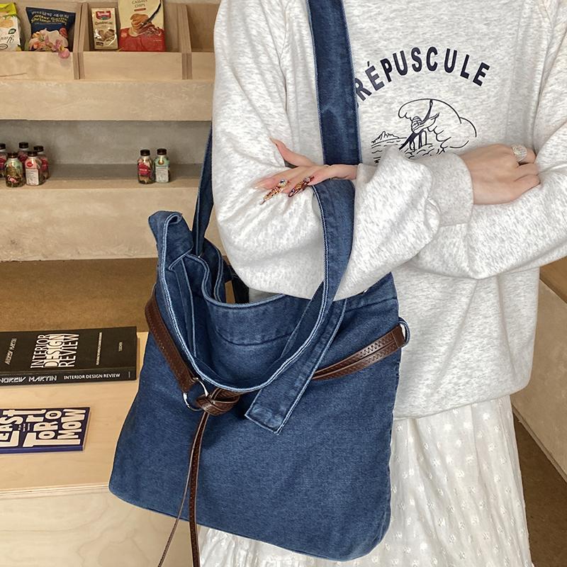 Große Kapazität Commuter Tote Bag Damen Schulter Crossbody Tasche Jeans Tasche