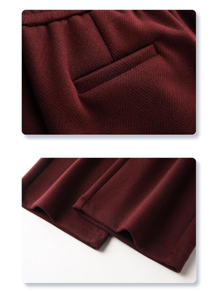 Ankola Women's 2024 Red Wool Pants: Autumn/Winter Collection, Thickened Narrow or Wide Leg Styles