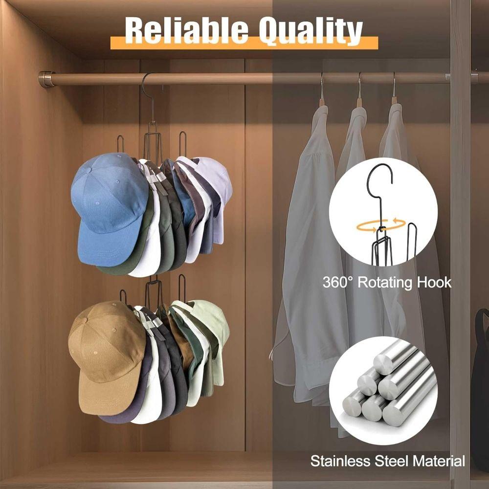 Rotating Top Hook Metal Hat Hanger 4 Hooks Hanging Hat Rack Portable Hat Display Shelf  Household