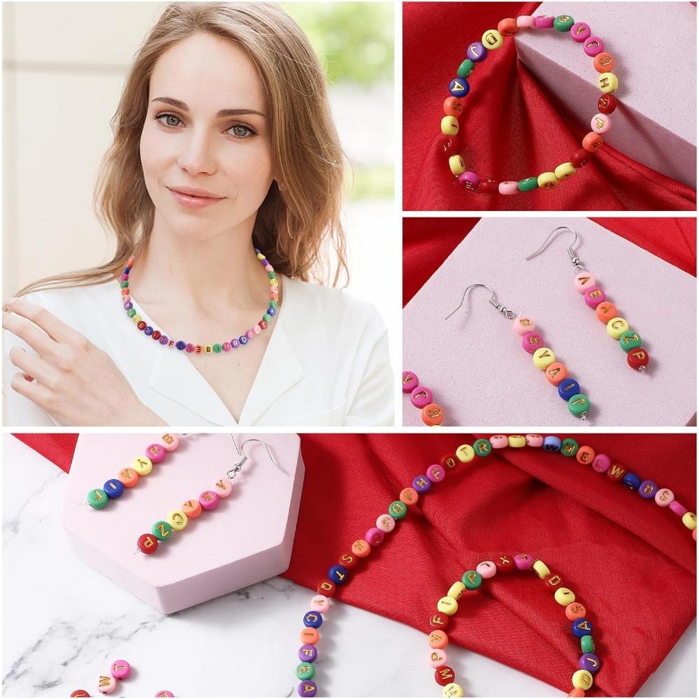 100/500/1000 шт. Акрилові намистини з літерами для виготовлення браслетів 7 мм круглі намистини з буквами оптом для виготовлення ювелірних браслетів із рулонним дротом