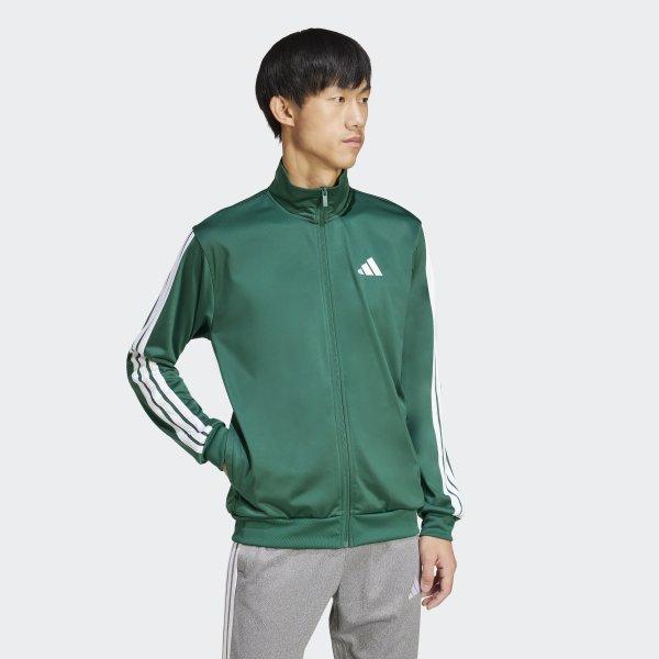 adidas Unisex Regularny Top Treningowy 3s Tricot Regularna Kurtka Treningowa Zielona z Trzema Paskami