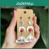 Silver Earrings With Crystal Moon And Sun Pendant For Women