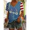 Fashionable New Casual Women's Clothing Color Pattern 3D Printed V-neck T-shirt Daily Loose Women's Short Sleeved T-shirt