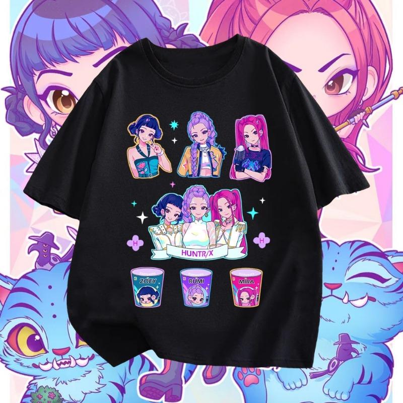 Demon Hunters T Shirt  Funny Cartoon Short Sleeve Anime Girl Fashion and Comfort