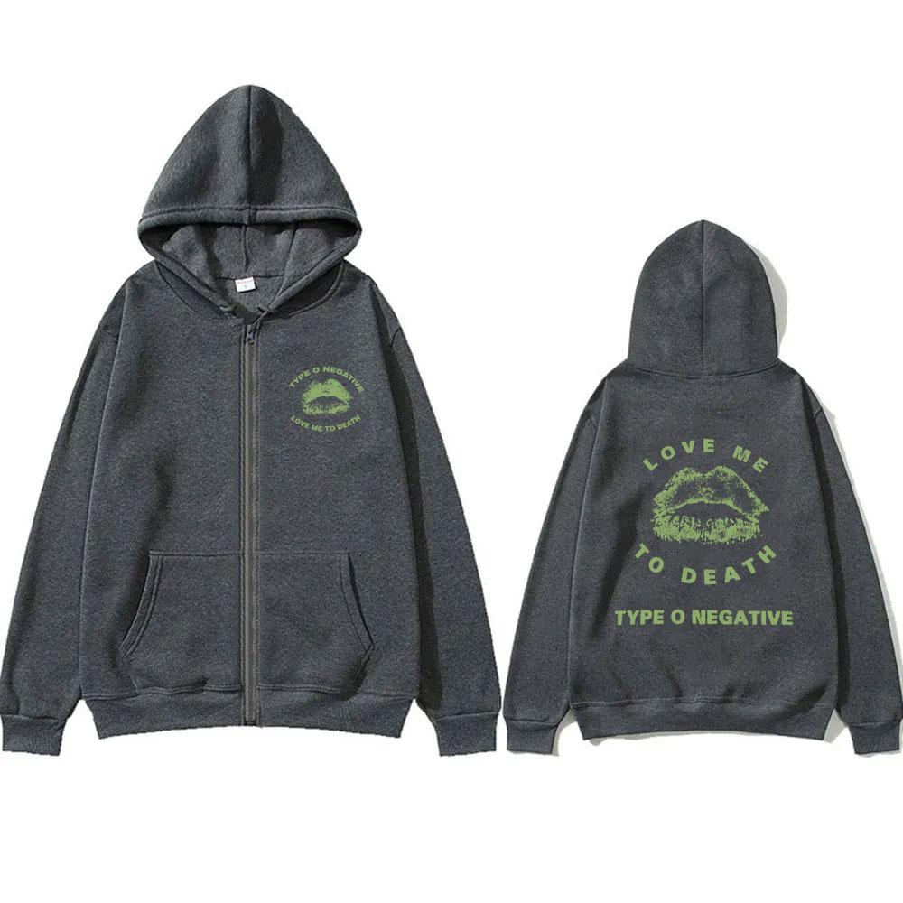 Rock Band Type O Negative 1996 Love Me To Death Zipper Hoodie Men Women Vintage Metal Gothic Zip Up Jacket Male Oversize Hoodies