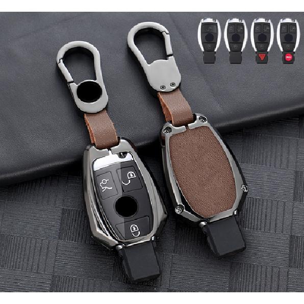 Zinc Alloy Leather Car Key Fob Case Cover For Mercedes Benz B C S E Class GLC