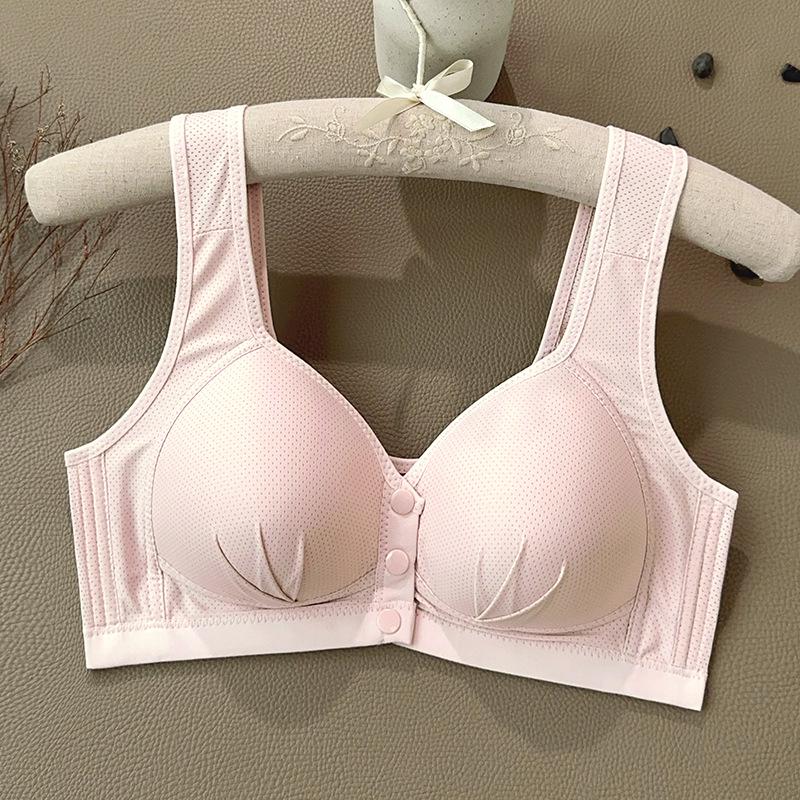 חזייה ללא ברזלים עם סגירה קדמית: מרים ותומך בשומן צדדי - תחתונים נוחים לשינה לנשים בגיל הביניים ומבוגרות