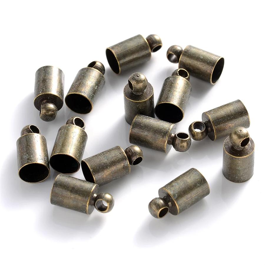 20 ks/Lot Kulaté koncovky šňůr 2 3 4 5 6 7 8 9 10 mm Krimpovací koncová zátka Konektor pro výrobu šperků Náramek Náhrdelník