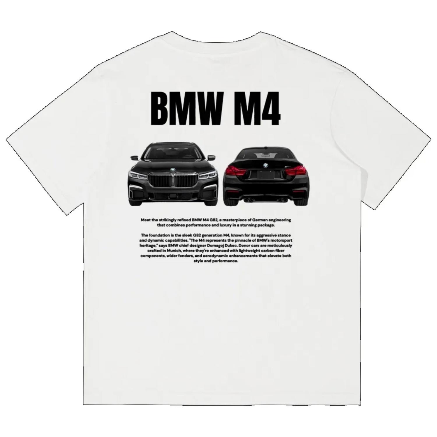 

BMW 4 Series Short-sleeved T-shirt Men s Summer Pure Cotton Loose Leisure Car Culture Printed BMW M4 Tide Brand Half-sleeved Top XXXXXL чорний