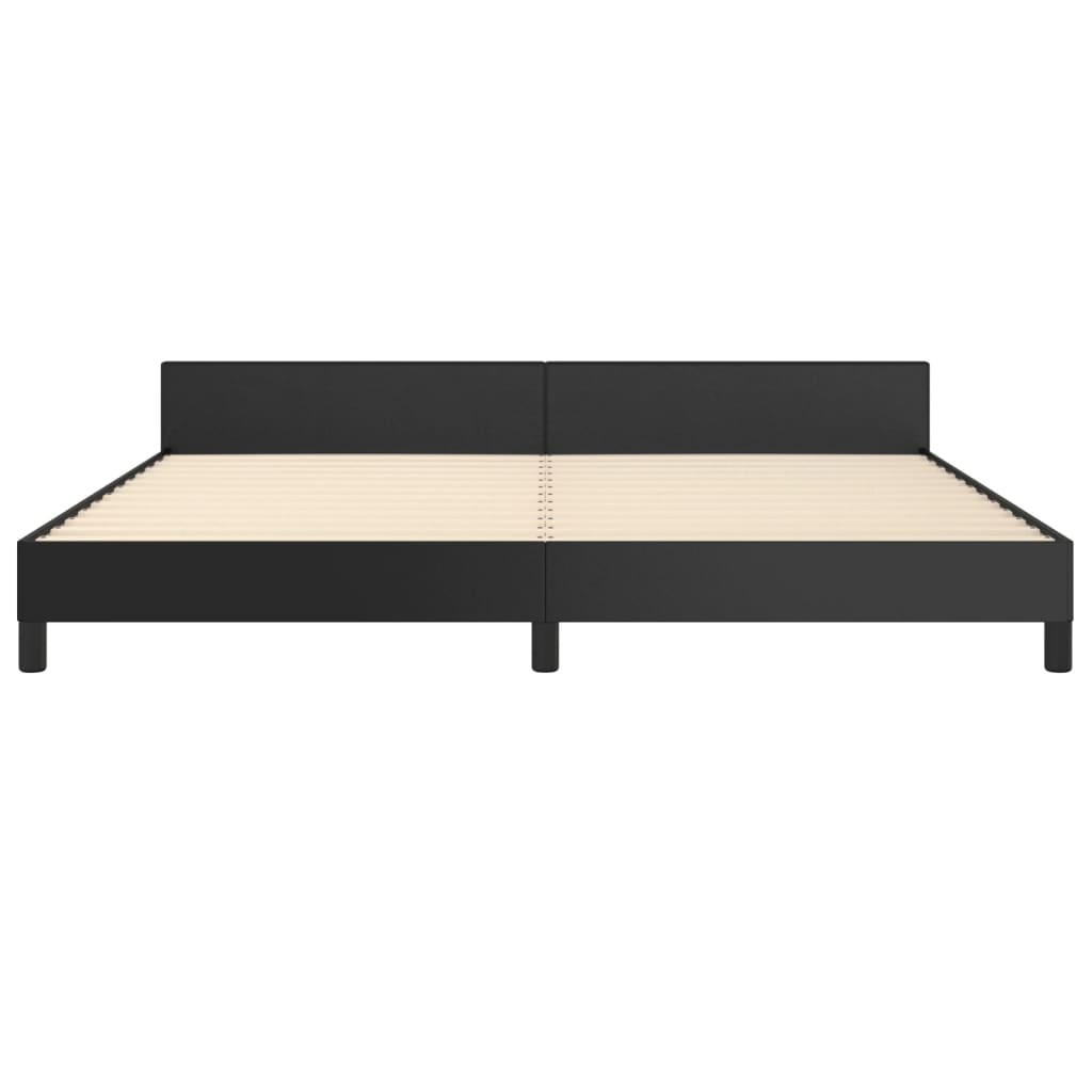 Black Bed Frame with Headboard 200x200 cm Faux Leather