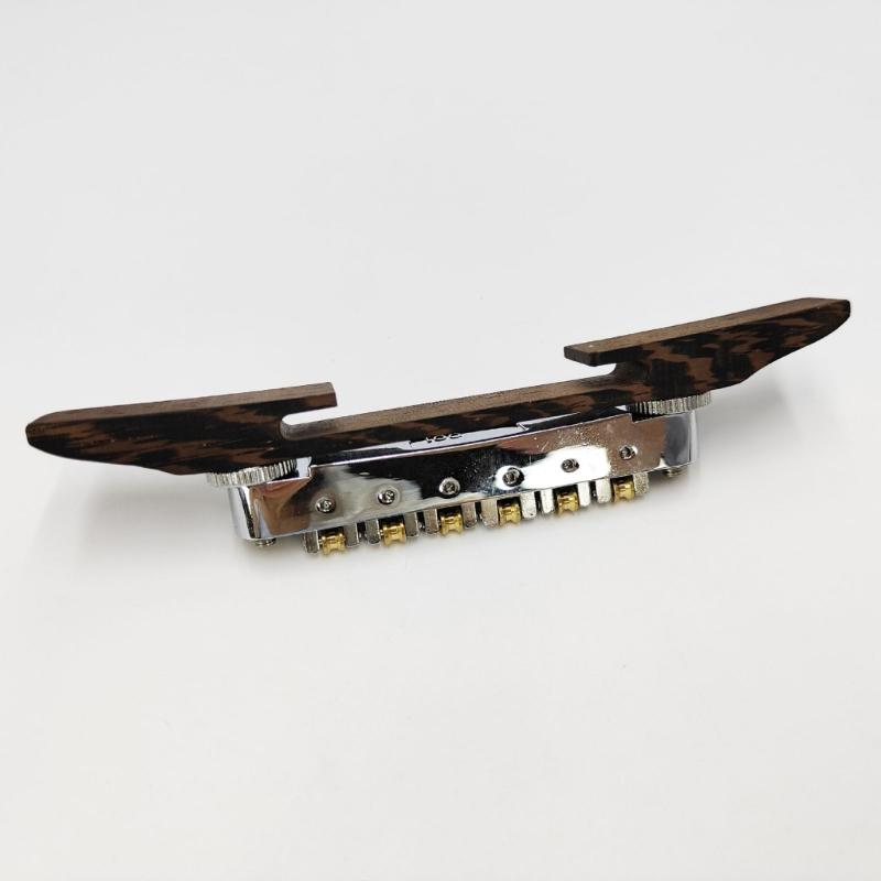High Performances Fixed Saddles Rosewood Bridge Electric Guitar Bridge Tailpiece with Golden Roller Saddles Easy to Use