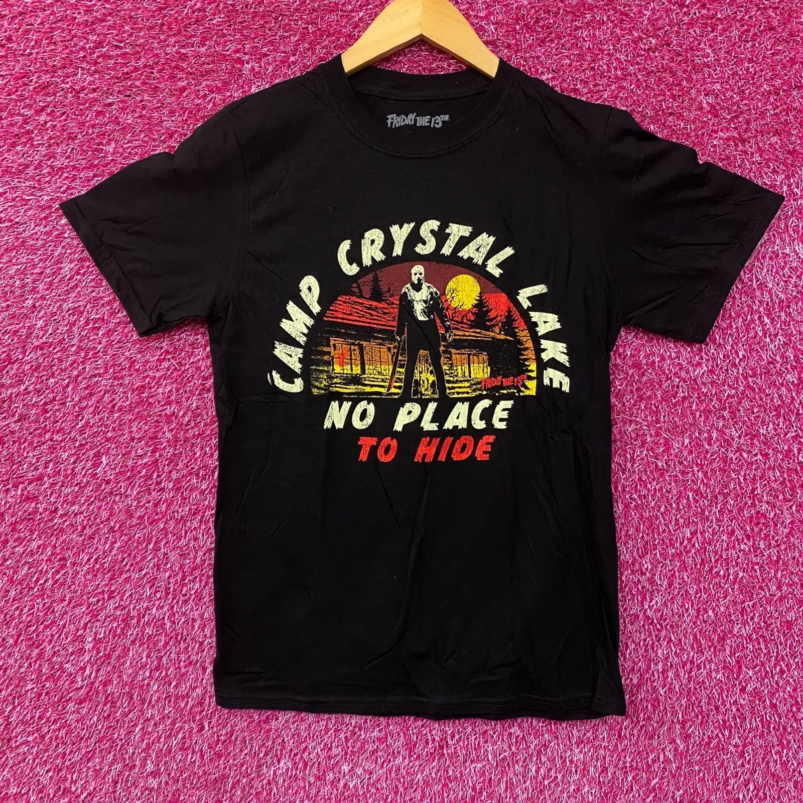 

Friday the 13th Jason Vorhees Camp Crystal Lake No Place To Hide Horror Tshirt S M