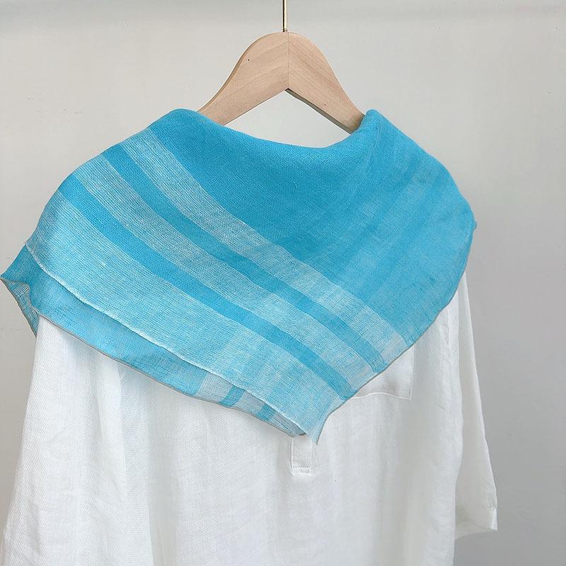 Young Women's Pink Linen Neckerchief: Versatile, Breathable, Thin Scarf for Neck Protection and Warmth