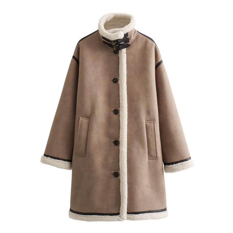 

Winter Women s European & American Street Style Double-Breasted Long Coat Small