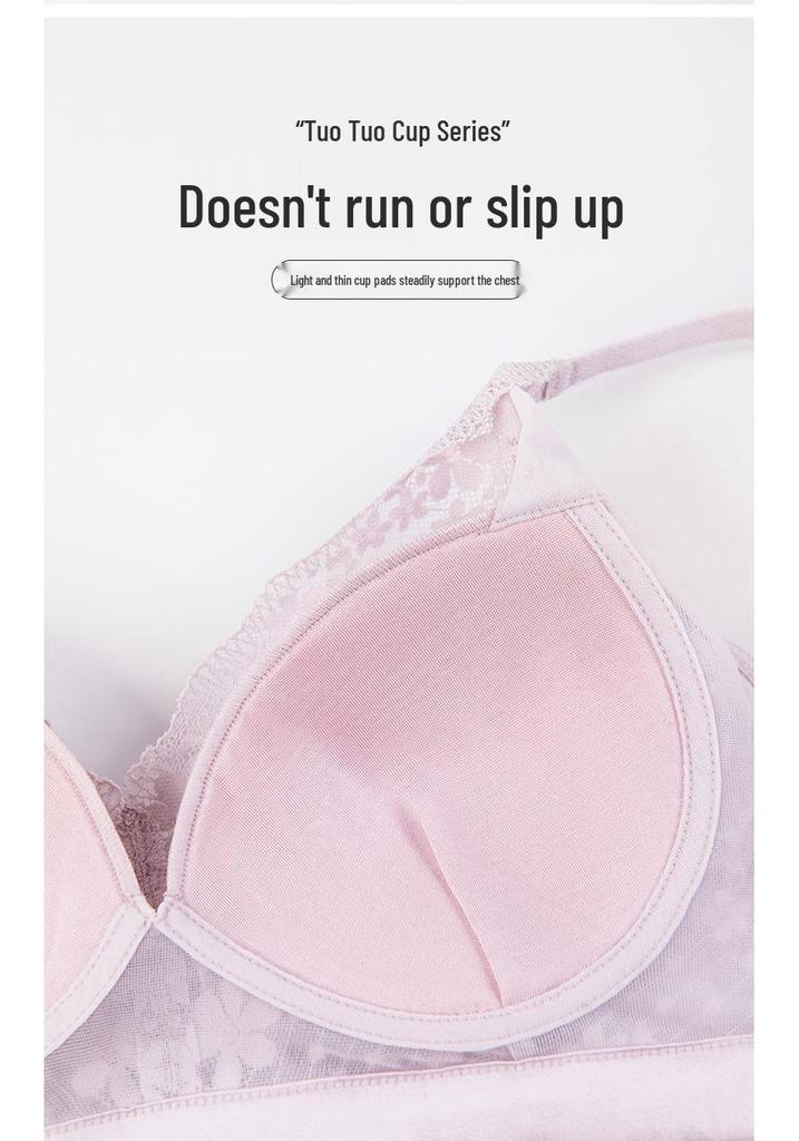 Ultra-Thin French Mesh Lace Bra: Breathable, Slimming Mulberry Silk Support for Large Breasts
