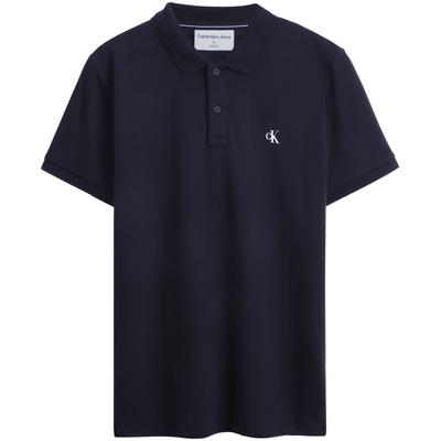 Business Casual Simple Print Solid Color Polo Shirt Men Polo Shirts Navy-Blue J322253-CHW