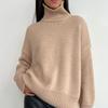 GMXIA Women's Semi-High Neck Sweater Autumn and Winter Commuter Solid Colour High Neck Knit Pullover Sweater