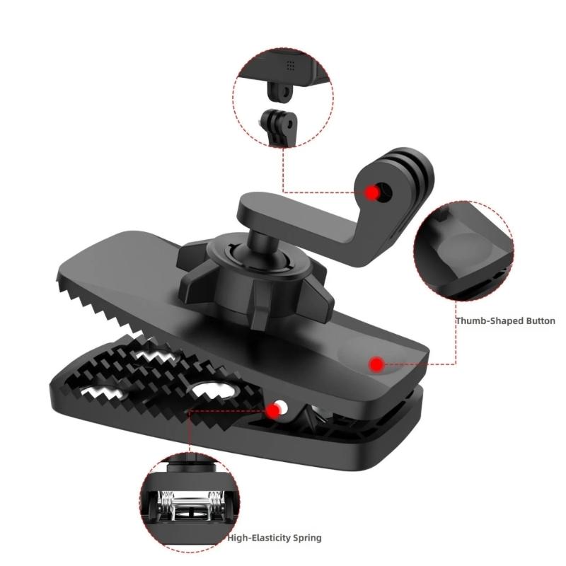 Magnetic Backpacks Clip Mount For X5 Action Cameras Clamp Holder With 360Degree Rotation Quick Angles Adjustment