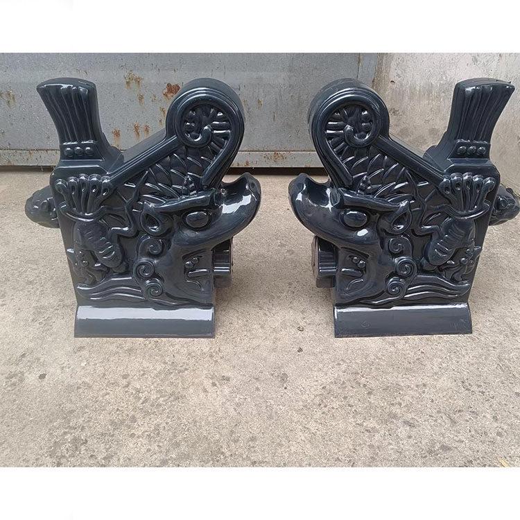 Antique ASA Synthetic Resin Tile Ridge Decoration: Chinese Chiwen Beast Head for Gate Towers Default