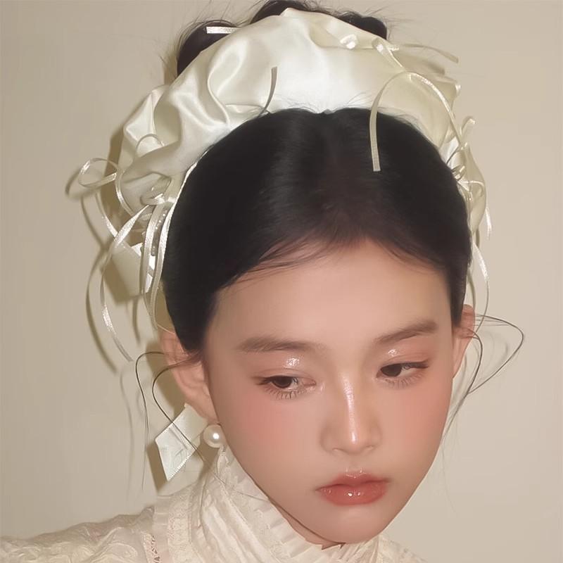 2025 New High-end Simple Bow Satin Large Intestine Ring Headdress Bridal Hair Ring Women's Temperament Accessories