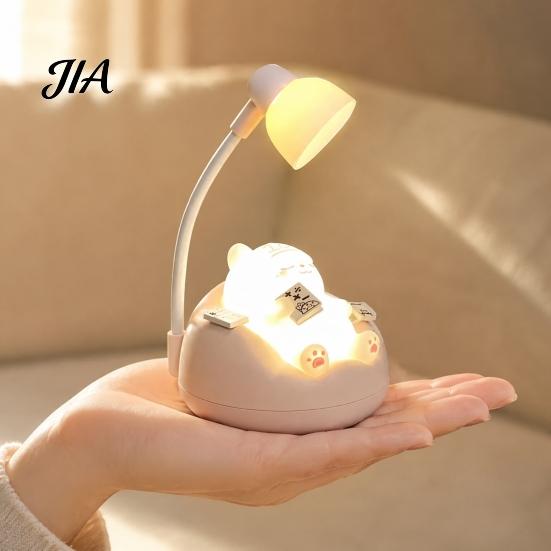 Soft Warm Glow Bedside Light Sleeping Cat Night for Kids, Rechargeable LED Nursery Lamp, Cute Kids Adjustable Brightness Touch Bedroom Baby Room Small