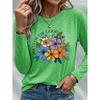Women's Casual Sports Long Sleeve Floral Print Long Sleeve T T-shirt with Colorful Daisy and Wildflower Patterns and English Letters FOCUS ON THE