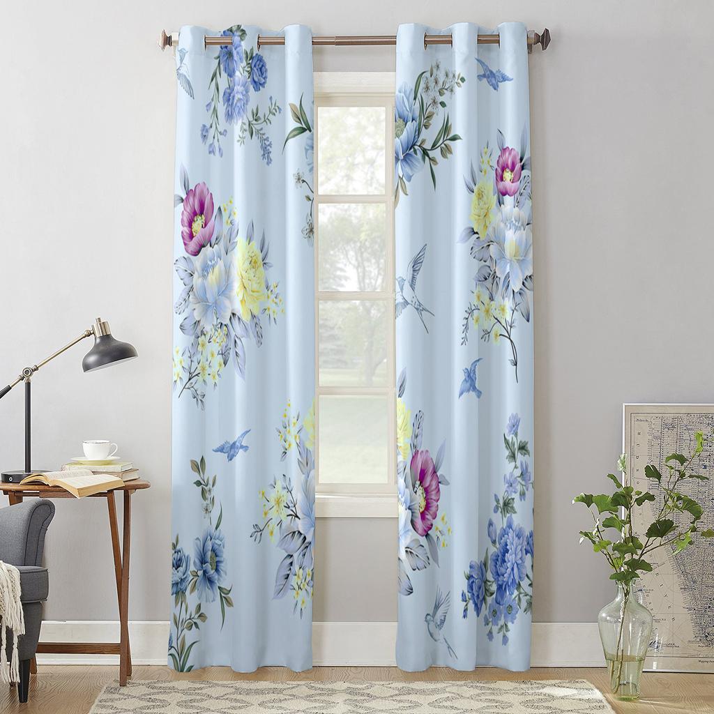 Blume Vogel Blatt Fenster Vorhang Wohnzimmer Luxus Volant Vorhang für Schlafzimmer Zuhause Küche Dekor Vorhang