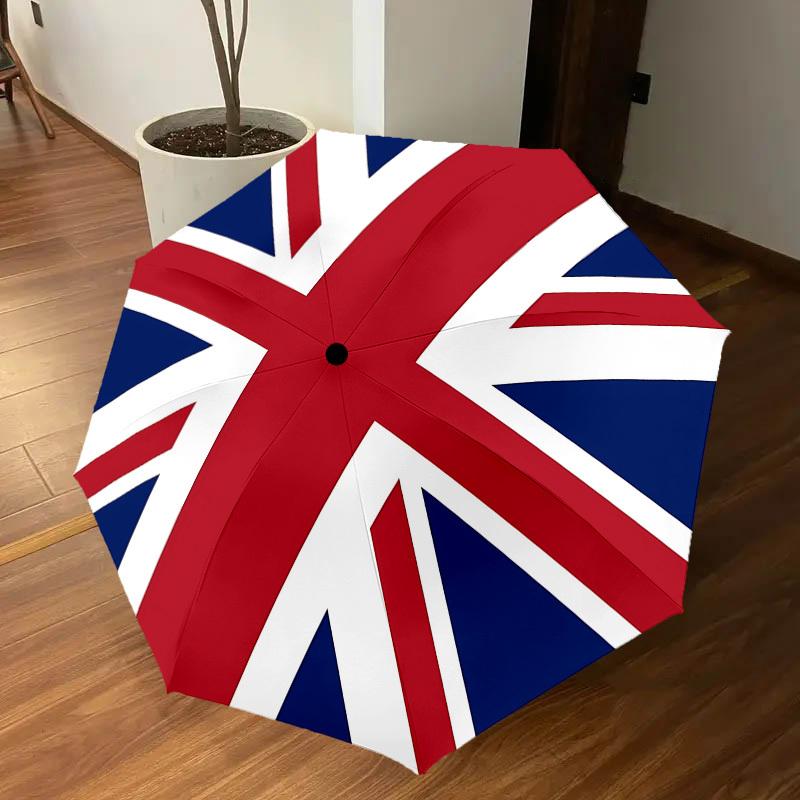 1pz Ombrello Automatico Apri/Chiudi Union Jack con Protezione Antivento, Telo Robusto a 8 Stecche, Stecche Resistenti, Design alla Moda1191A