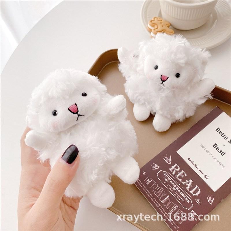 Cute White Plush Sheep for Apple AirPods Protective Case 1/1 Generation 1 Generation Wireless Earphone Case Female