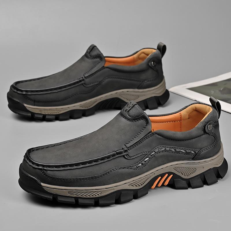 Large Size Men's Leather Shoes Thick-soled Wear-resistant Rubber Outdoor Casual Cover Leather Shoes