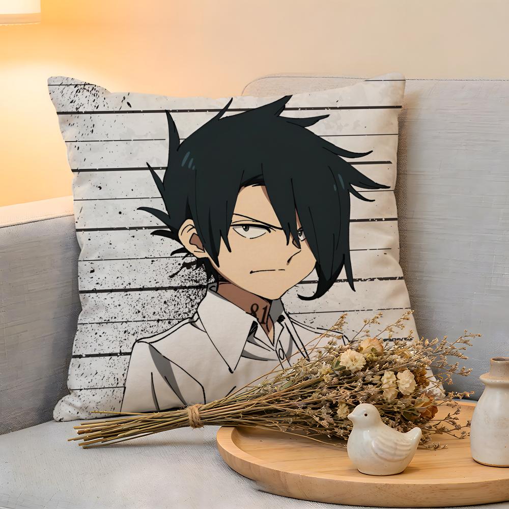 Cushion Cover Linen SkinFriendly Soft Decorative Case For Sofa Home Decor Cute Anime The PPromised Neverland Pillow Cover