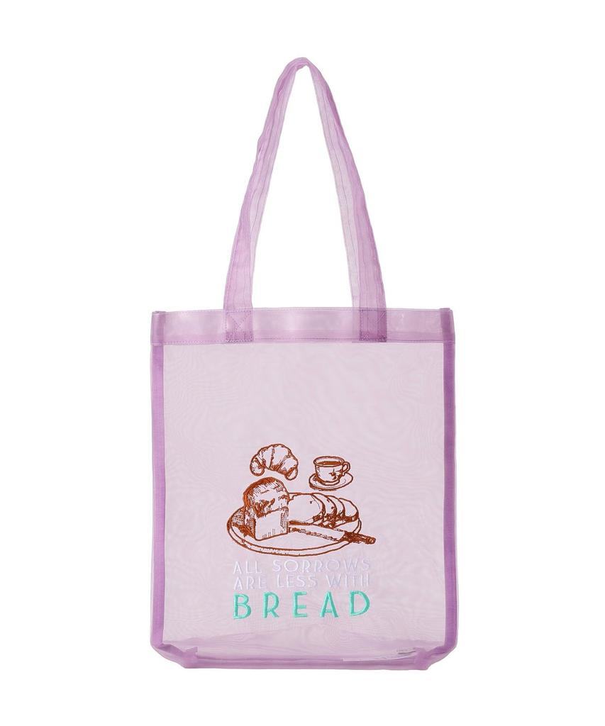 Embroidered sheer tote size F bag, gold,