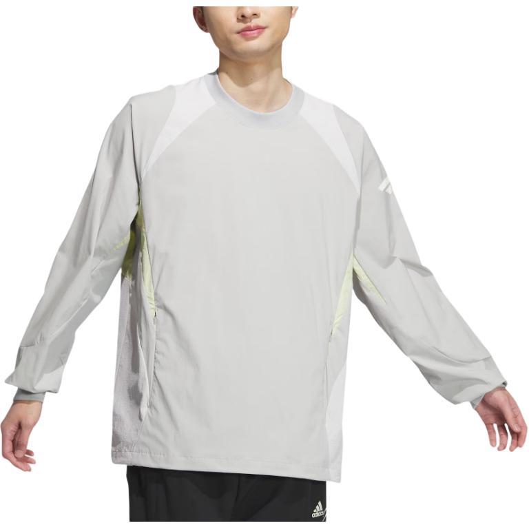 adidas Futsal Woven Top Loose Fit Crew Neck Long Sleeve Sweatshirt Men Tops Light-Gray JI8746