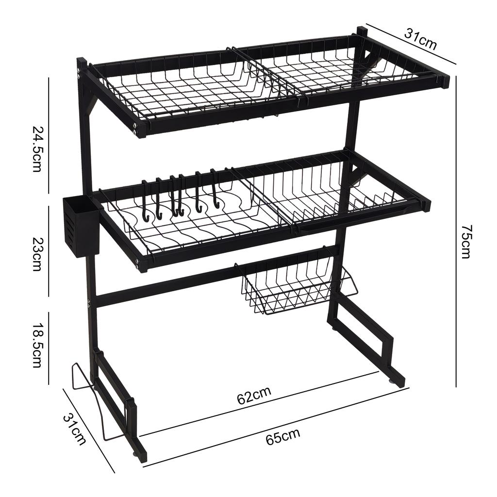 Kitchen Storage Shelf Above The Sink Bowl Draining Rack Multifunctional Dish Knife Rag Spoons Sink Rack Set  Organizer Kitchen