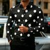 Camicia da Uomo a Pois Manica Lunga, Camicia Business Casual Slim Fit, Top da Uomo Tendenza Moda Casual da Esterno
