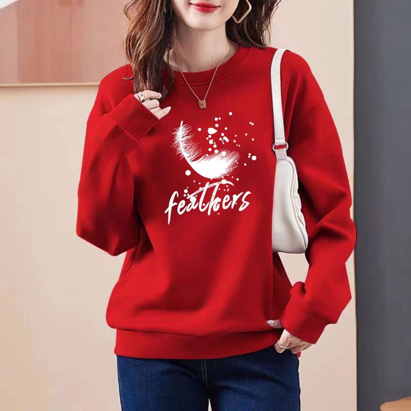 Warm Round Neck Sweatshirt for Women's Outer Wear Ins Trendy Autumn Winter New Loose Student Versatile Bottoming Top