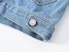 Women's Retro Patchwork Denim Jacket with Frayed Hem - Spring/Autumn, Slimming, Loose Fit, Plus Size, Casual Trend