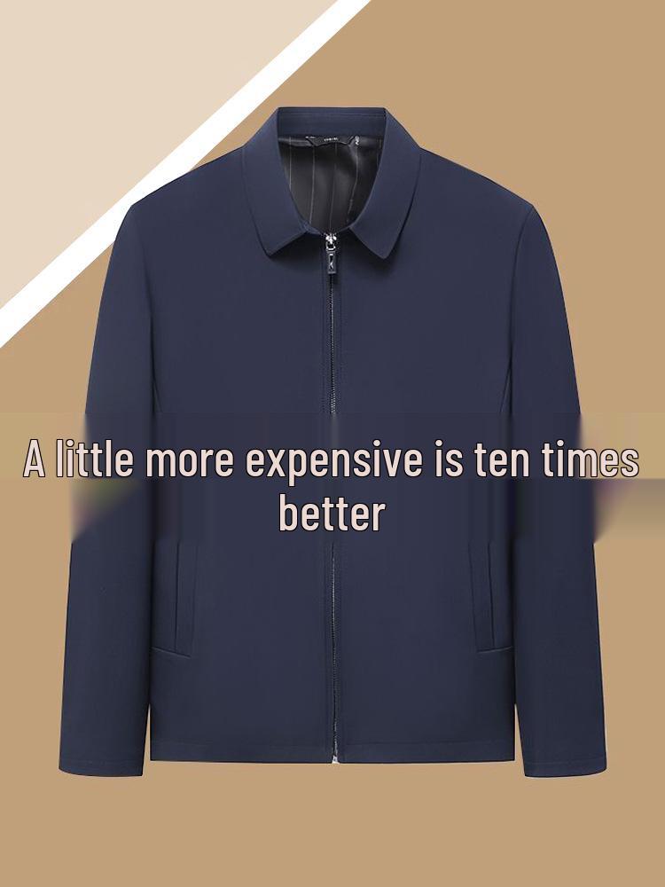 Men's Lapel Jacket for Middle-aged and Elderly Dads, Thin Spring/Autumn Administrative Style