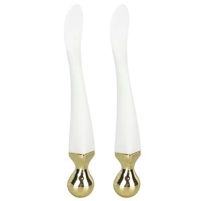 2 piezas Espátula Aplicadora de Crema para Ojos de Metal Doble Extremo Aleación de Zinc Silicona Herramienta de Masaje para Ojos