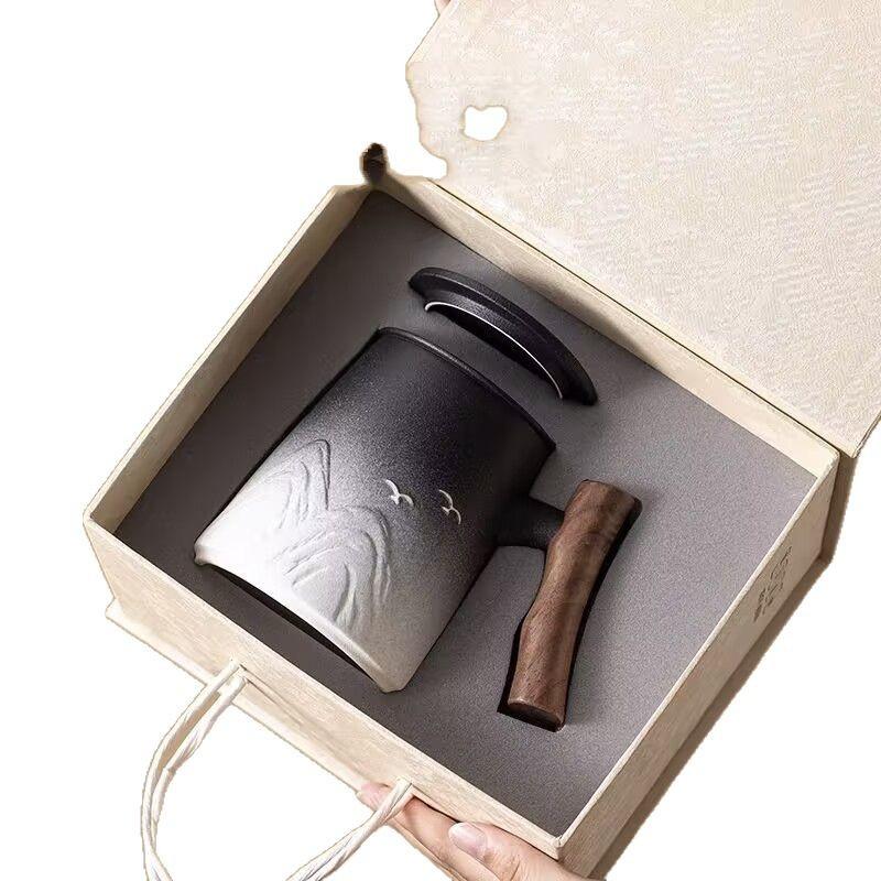 Embossed Thousand Miles Of Jiangshan Tea Separation Tea Cup Office Cup With Lid Filter Water Cup Personal Special Cup