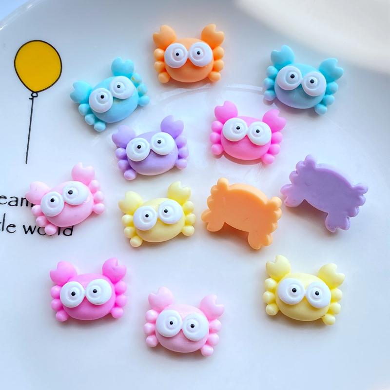 20Pcs New Cute Mini Cartoon Crab Animal FlatBack Resin Cabochons Scrapbooking DIY Jewelry Craft Decoration Accessorie